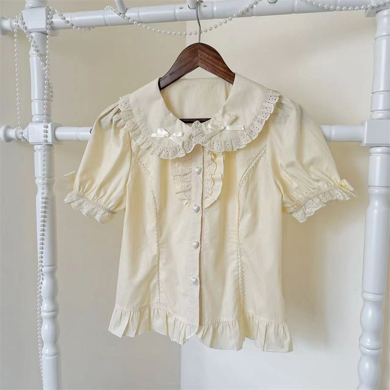 2026年新作スイートロリータスタイル無地ブラウス レディー - Embroidery Online のレビューと価格
