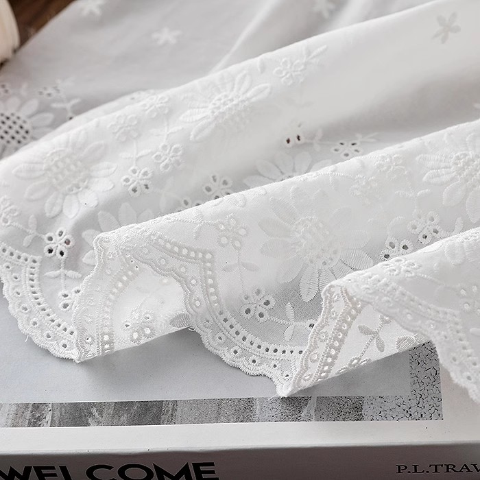 1 ヤード中空花綿生地ひまわり刺繍生地シャツドレス子供服 D - Embroidery Cotton Shirt のレビューと価格