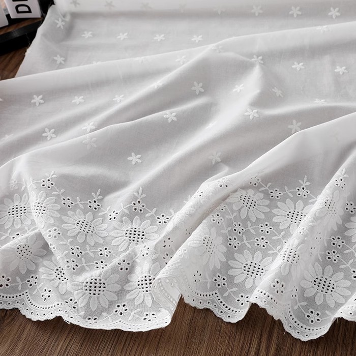 1 ヤード中空花綿生地ひまわり刺繍生地シャツドレス子供服 D - Embroidery Cotton Shirt のレビューと価格
