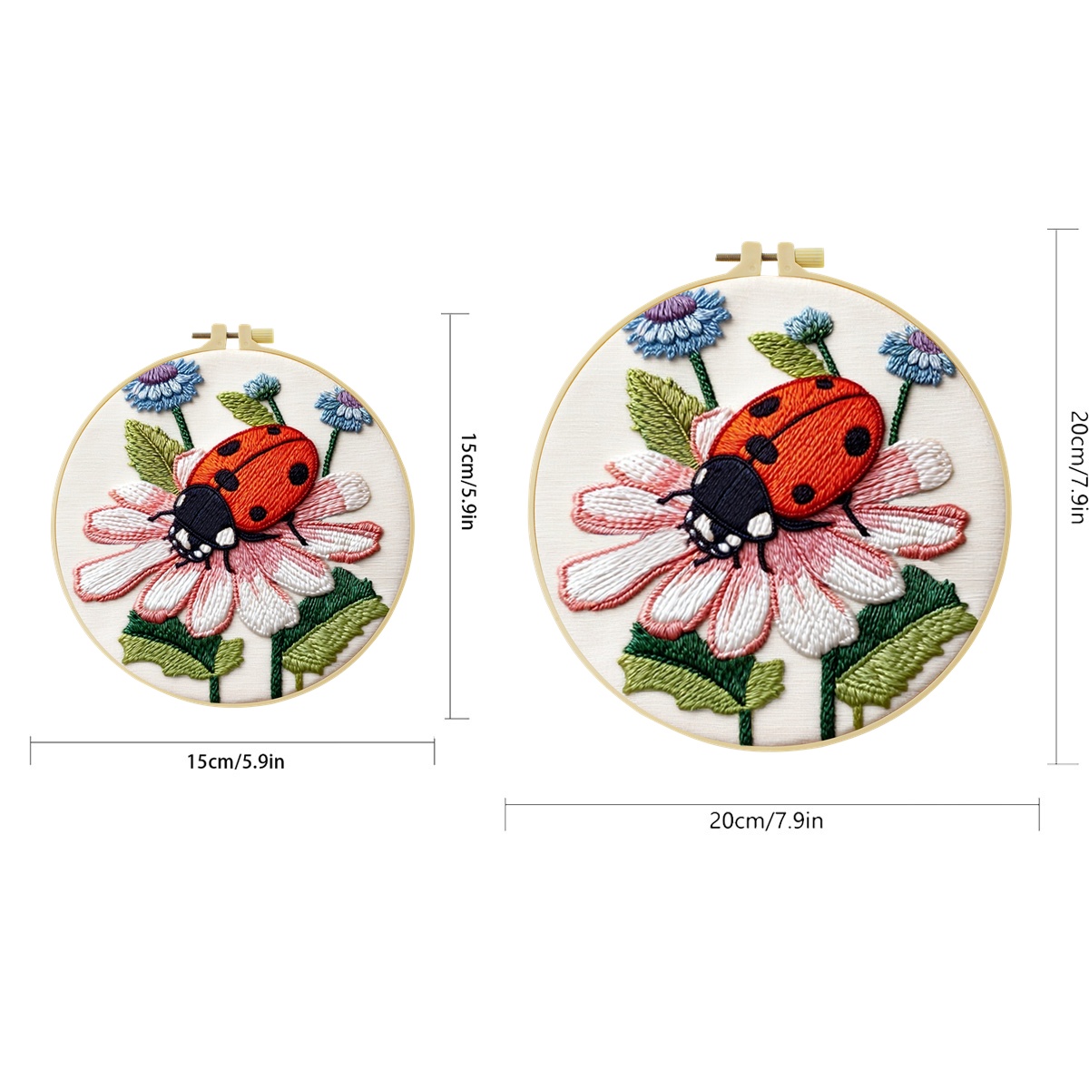 1セット デイジーの上のテントウムシ DIY 刺繍キット 初 - Embroidery Lady Bug のレビューと価格