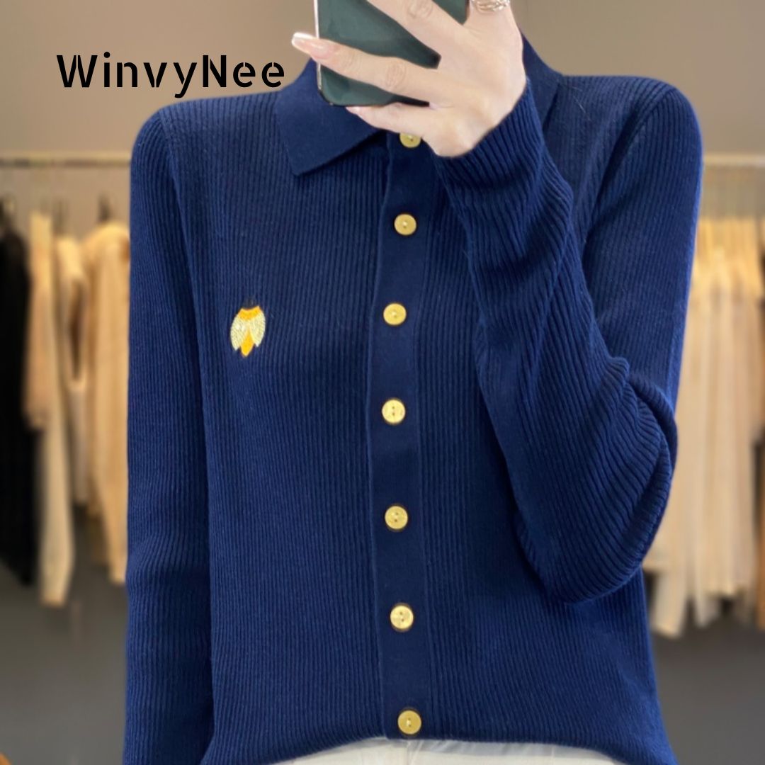 WinvyNee 婦人服 春ポロネックカーディガン てんとう - Embroidery Lady Bug のレビューと価格