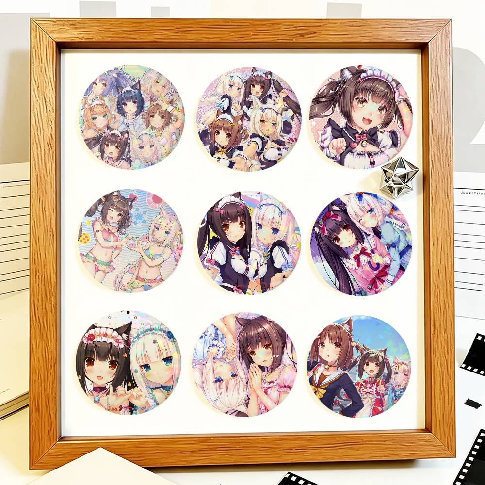 アニメ「Nekopara」の円形バッジ、ラペルピン、バックパ - Embroidery Reddit のレビューと価格