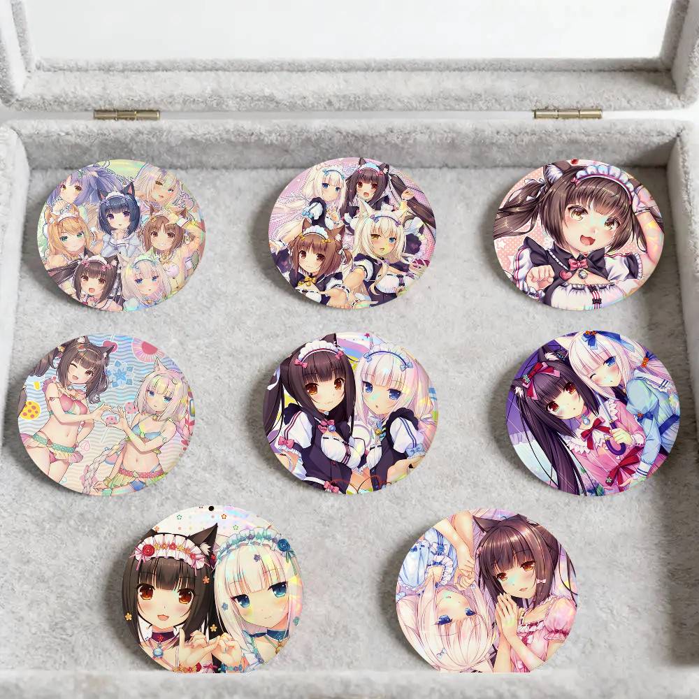アニメ「Nekopara」の円形バッジ、ラペルピン、バックパ - Embroidery Reddit のレビューと価格