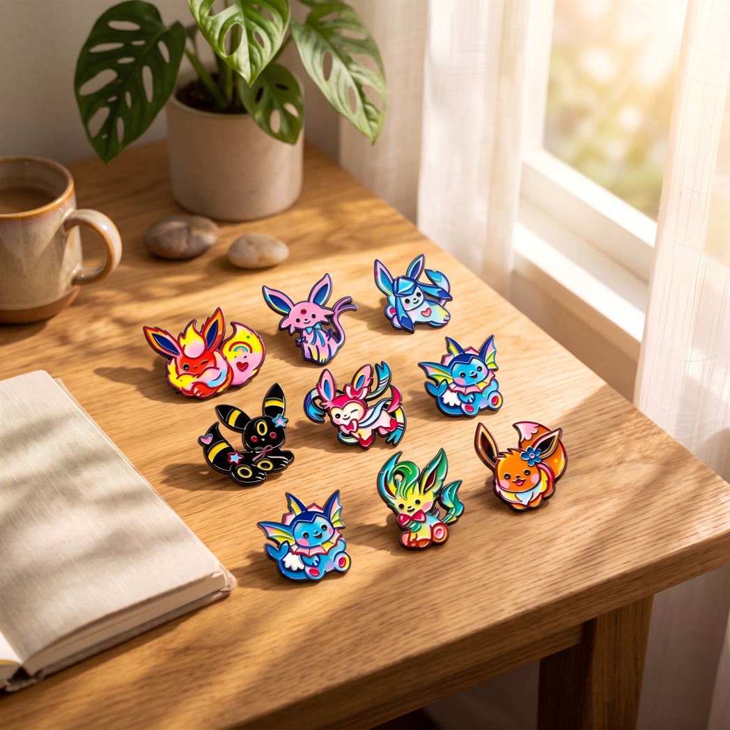 漫画風のカラフルなイーブイ進化バージョンのラペルピンセット。 - Embroidery Reddit のレビューと価格